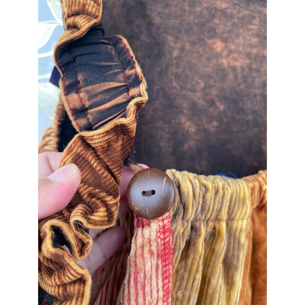 Mexicali Blues Corduroy Patchwork Overalls Jumpsuit S/M Boho Cottage Goblincore - Picture 11 of 12